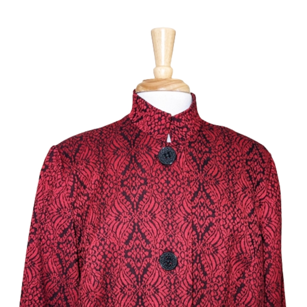 Coldwater Creek Ruby Red Jacquard Jacket/Blazer S… - image 3